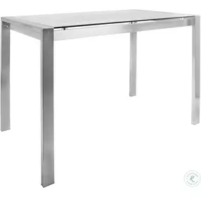 Fuji Stainless Steel And Clear Glass Counter Height Dining Table