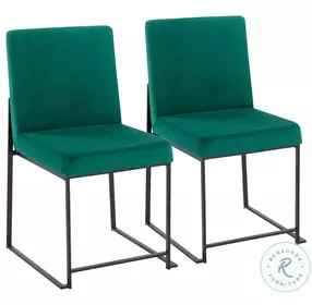 Fuji Green Velvet And Black Steel High Back Dining Chair Set of 2