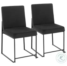 Fuji Black Velvet And Black Steel High Back Dining Chair Set of 2