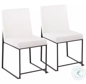 Fuji White Velvet And Black Steel High Back Dining Chair Set of 2