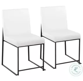 Fuji White PU And Black Steel High Back Dining Chair Set of 2
