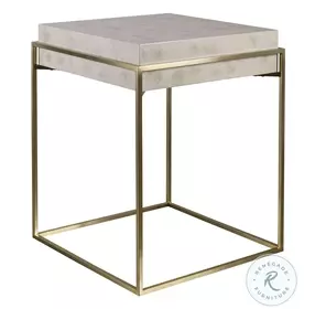 Inda Ivory and Brushed Brass Accent Table