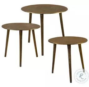 Kasai Anodized Antique Gold Cocktail Table Set of 3