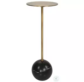 Gimlet Black Marble and Brushed Brass Drink Table