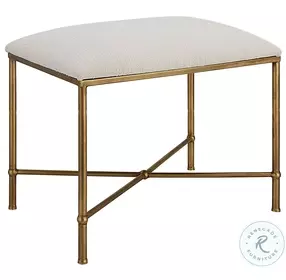 Summerton Crisp White Small Bench with Gold Frame