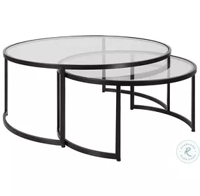 Rhea Satin Black Cocktail Table Set of 2