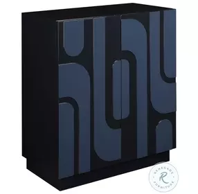 Valeria Glossy Cobalt Blue And Navy 2 Door Accent Cabinet