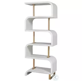 Bia Modern White And Antique Brass Etagere