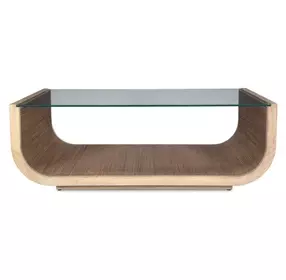Prescott Driftwood Gray Rectangular Glass Top Coffee Table