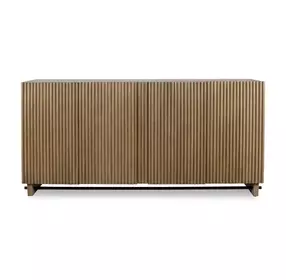 Arlington Natural Wood and Matte Black 4 Door Accent Cabinet