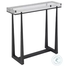 Midas Dark Bronze Thick Crystal Top Accent Table