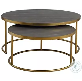 Vistan Gray And Burnished Brass Nesting Nesting Coffee Table Set Of 2