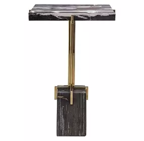 Kingsley Gray and Gold Square Accent Table