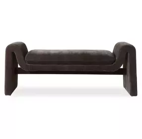 Grafton Distressed Charcoal Upholstered Accent Bench