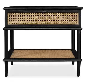 Oakley Matte Black and Brown Rectangular Side Table