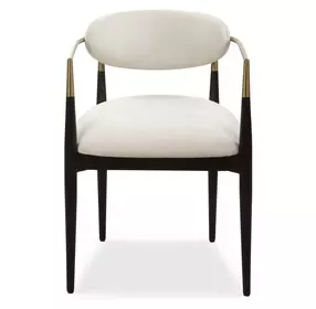 Moxie Off White and Black Upholstered Dining Arm Chair