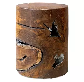 Oakley Natural Teak and Silver Accent Stool