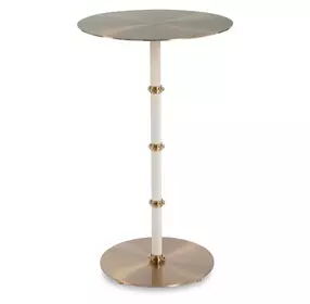 Monterey White and Brass Round Accent Table