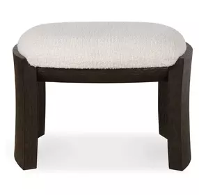 Monterey Texture White and Walnut Upholstered Small Accent Bench