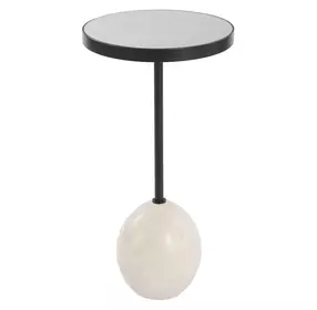 Fairmont Bronze and Latte Round Glass Top Accent Table