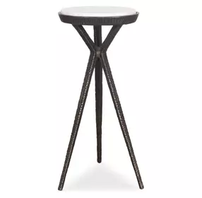 Prescott Dark Bronze and White Round Marble Top Accent Table