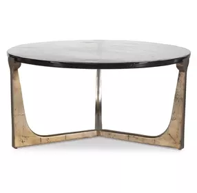 Riverton Antique Brass Outdoor Round Glass Top Coffee Table