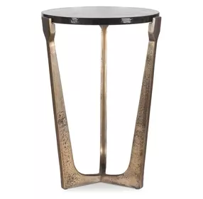 Riverton Antique Brass Outdoor Round Glass Top Accent Table