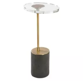 Monterey Antique Brass and Black Oval Glass Top Accent Table