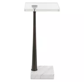 Riverton Black and White Square Crystal Top Drink Table