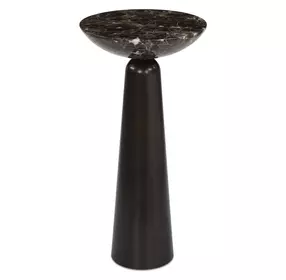 Somerset Dark Bronze and Emperador Brown Round Marble Top Accent Table