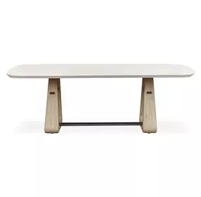 Carlisle Warm White and Cerused Wheat Outdoor 87" Rectangular Concrete Dining Table