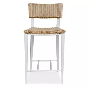 Calbas White and Brown Outdoor Counter Height Stool