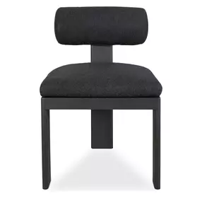 Bolster Back Charcoal Upholstered Outdoor Dining Chair
