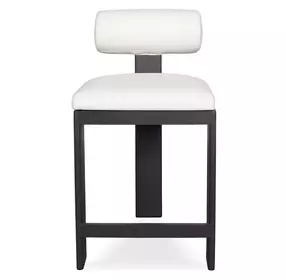 Bolster Back Oyster White Upholstered Outdoor Counter Height Stool