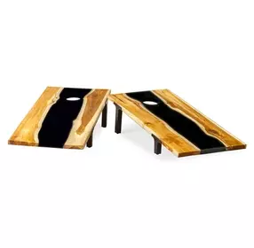 Langston Brown and Black Rectangular Game Table Set of 2