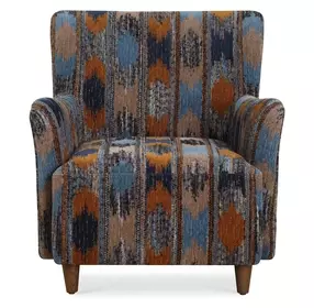 Prescott Blue and Orange Upholstered Ikat Arm Chair