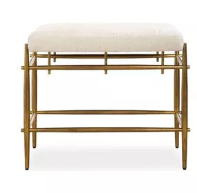 Monterey Ivory Performance Fabric Upholstered Small Accent Bench