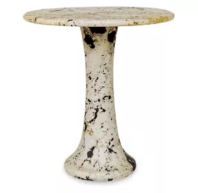 Arlington Limestone and Black Outdoor Round Stone Top Side Table