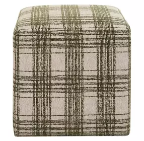 Fairmont Ireland Green and White Upholstered Square Ottoman