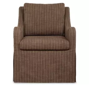 Oakley Teak Brown Upholstered Swivel Accent Chair