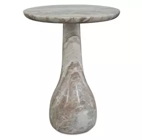 Grafton Warm Brown and Creamy White Outdoor Round Marble Top Accent Table