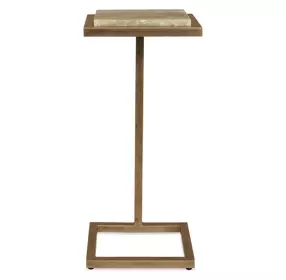 Riverton Antique Gold and Jade Green Rectangular Marble Top Drink Table
