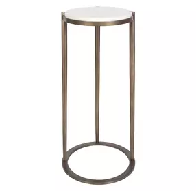 Somerset White and Bronze Round Marble Top Accent Table
