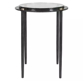 Kennington Dark Bronze and Antique Brass Round Glass Top Accent Table