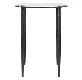 Arlington White and Dark Bronze Round Marble Top Accent Table