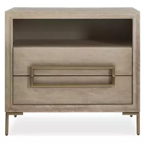 Alden Light Oak and Brushed Brass Rectangular Side Table