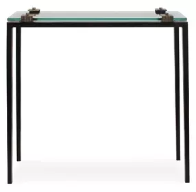 Fairmont Warm Bronze Rectangular Glass Top Accent Table