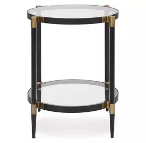 Somerset Black and Gold Round Glass Top Side Table