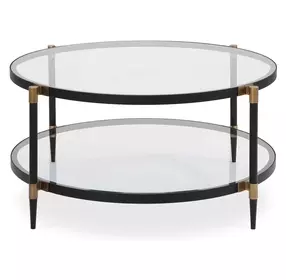 Somerset Black and Gold Round Glass Top Coffee Table
