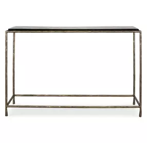 Hamilton Antique Brass Rectangular Glass Top Console Table